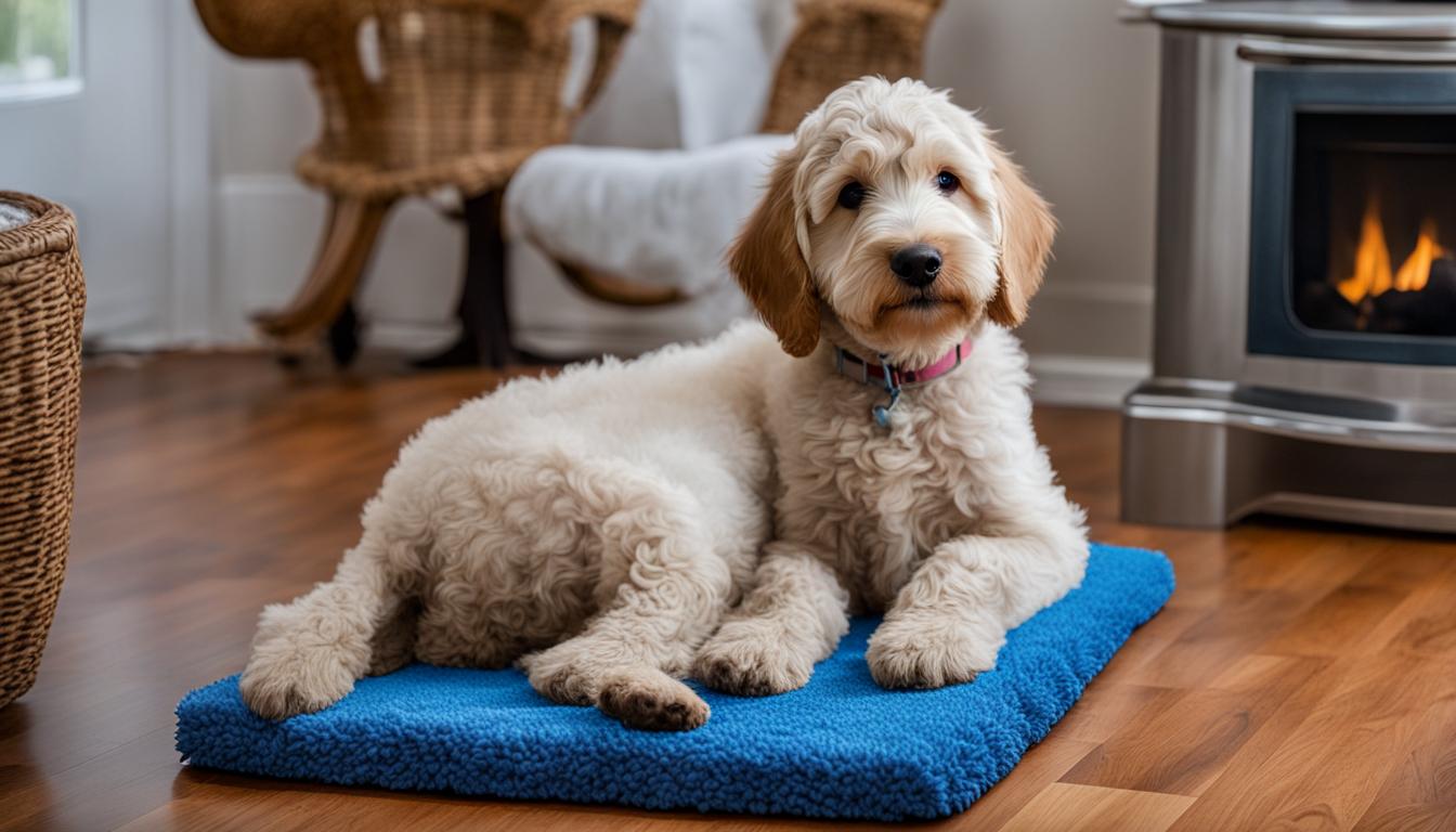 Labradoodle puppy with indoor potty solutions